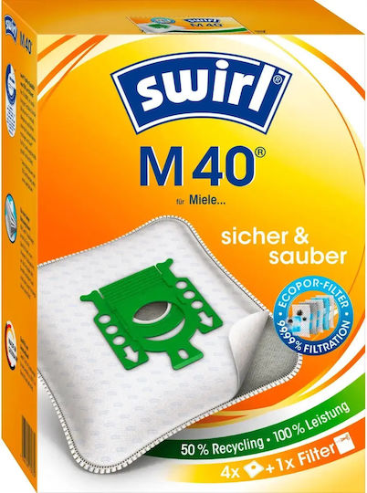 Swirl M40 Σακούλες Σκούπας 4τμχ Συμβατή με Σκούπα Miele