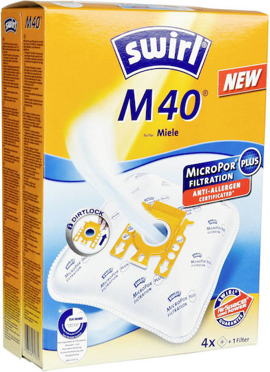 Swirl M40 Σακούλες Σκούπας 4τμχ Συμβατή με Σκούπα Miele
