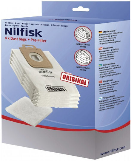 Nilfisk SELECT 4 Staubsaugerbeutel 4Stück Kompatibel mit Staubsauger Nilfisk