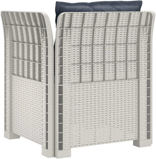 Outdoor Chair Rattan White with Cushion