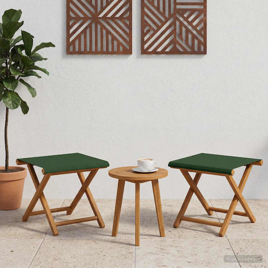 Wooden Outdoor Chair Green with Cushion 2 Pieces 41x42x36.5 cm