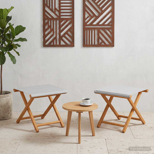 Outdoor Wooden Chair Cream With Cushion 2 Pieces 41x42x36.5cm