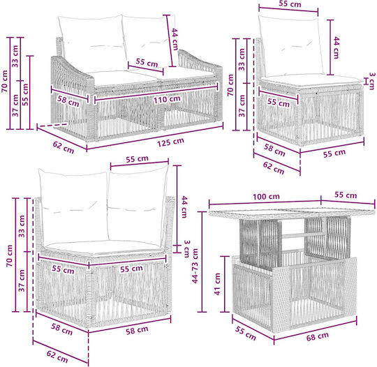 Set Camera De Zi Pentru Exterior 13 Piese Vidaxl Cu Perne