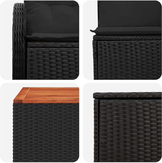Set Camera De Zi Exterior 6 Piese Negru Cu Perne