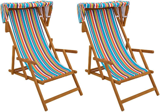 Scaun De Exterior Din Lemn Multicolor Cu Pernă 2 Buc 67.5x113x103 Cm