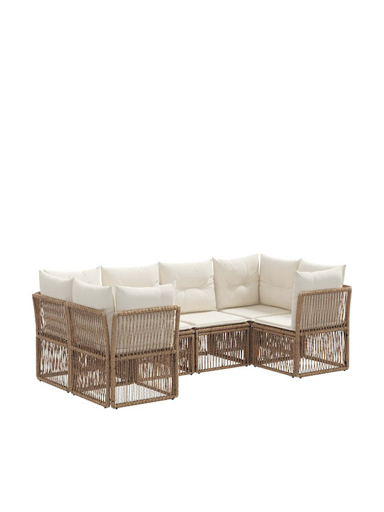 Corner Outdoor Sofa Rattan with Cushions 62x62x70cm