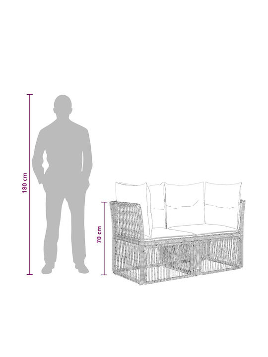 Corner Outdoor Sofa Rattan with Cushions 62x62x70cm