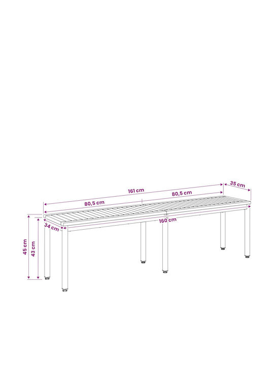 Outdoor Wooden Bench 161x35x45cm