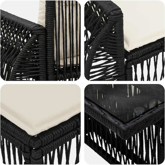 Garten- und Outdoor-Möbelsets Wohnzimmer Typsatz 11 Stück Schwarz mit Kissen