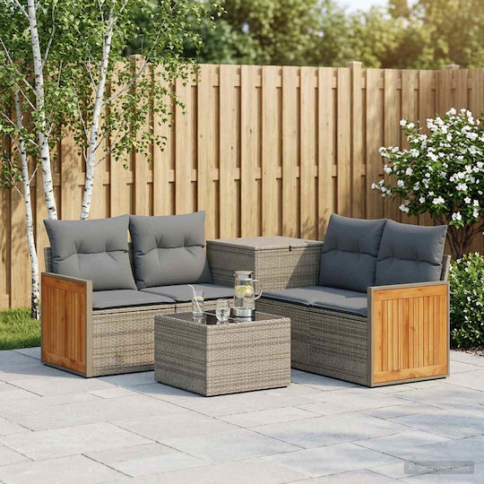 vidaXL Garden & Outdoor Furniture Sets Living Room Set Pieces 6 Grey and Dark Grey with Pillows
