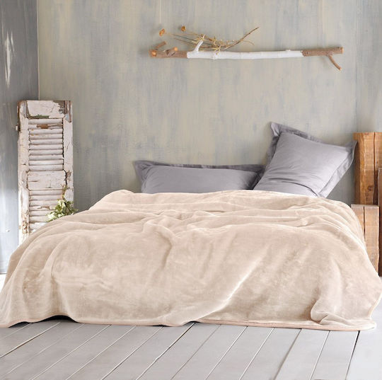 Rythmos Velour Decke Übergröße 220x240cm Beige