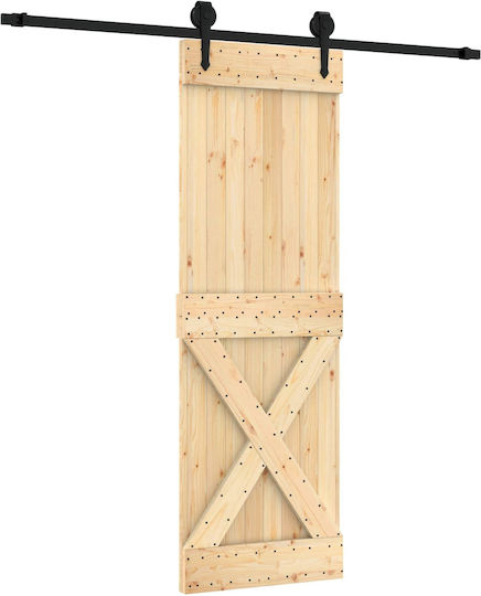 Vidaxl Συρόμενη Πόρτα Φυσικό Μαύρο 70 X 210 Cm