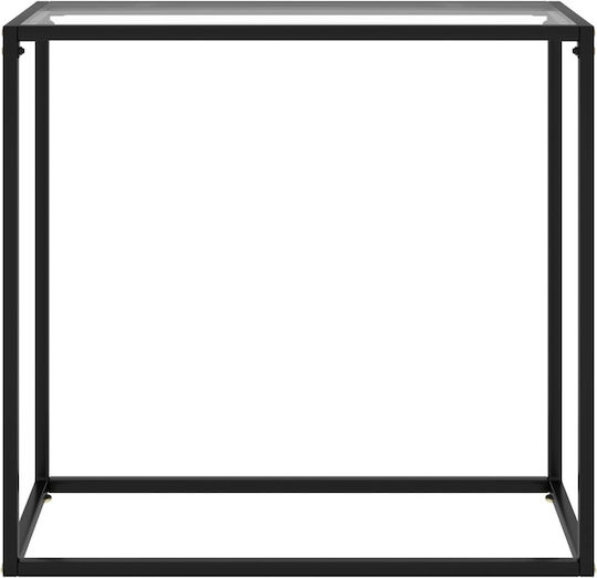 Consolă Metalică cu Suprafață din Sticlă Transparent L80xL35xH75buc