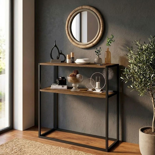 Castel Wooden Console Table Black / Smoked Walnut L90xW33.5xH90cm