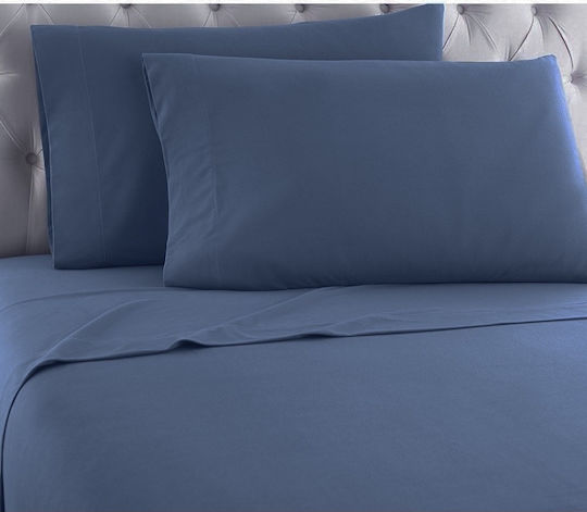 TnS Sheet King Size with Elastic 180x200+30cm. Blue Denim