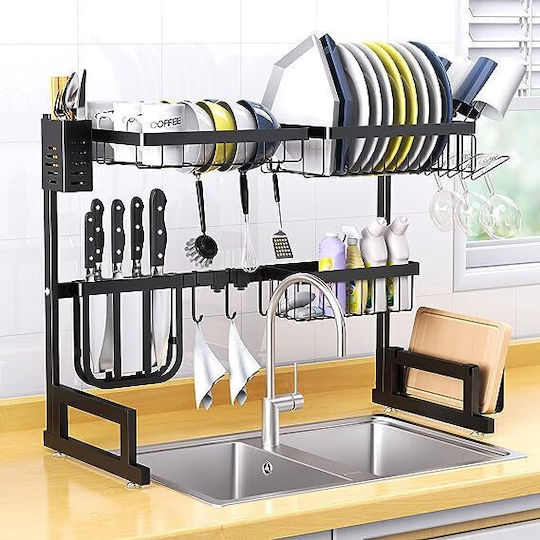 Geschirrabtropfer Abtropfgitter Spülbeckenablauf Metallisch Schwarz 65x22x52cm Geschirrabtropfer Abtropfgitter Spülbeckenablauf Metallisch Schwarz 65x22x52cm