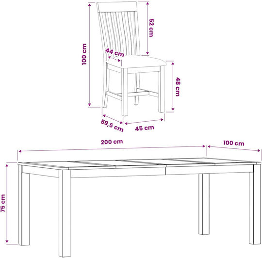 Set de sufragerie cu 8 scaune 200x100cm