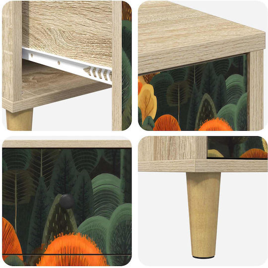 Comodă Dormitor Din Lemn Zaandam Cu 3 Sertare Model Pădure 66x36.5x75cm