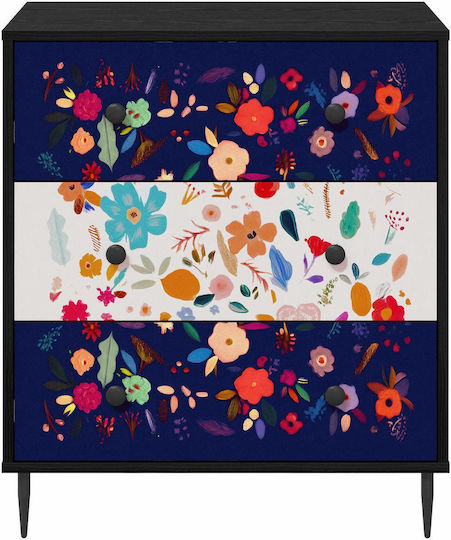 Chest of Drawers Wooden Mainz Floral Pattern 66x36.5x76cm