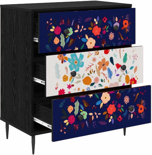Chest of Drawers Wooden Mainz Floral Pattern 66x36.5x76cm