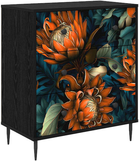 Kommode Schlafzimmer Holz mit 3 Schubladen Orange 66x36.5x76cm