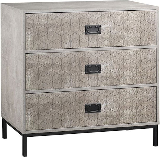 Bedroom Chest of Drawers Wooden Rubik with 3 Drawers 80x40x80cm