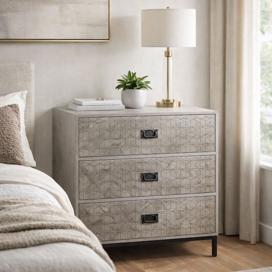 Bedroom Chest of Drawers Wooden Rubik with 3 Drawers 80x40x80cm