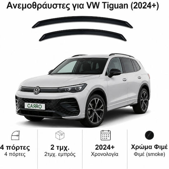 Heko Set deflectoare de vânt Dark Fime pentru Volkswagen Tiguan 2024+ 2buc