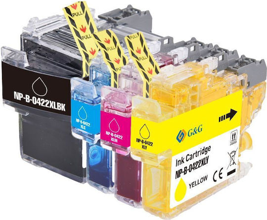 G&G Compatible Inkjet Printer Ink Pack Brother Brother LC422XLVAL 3000 Pages Black 4 Pieces