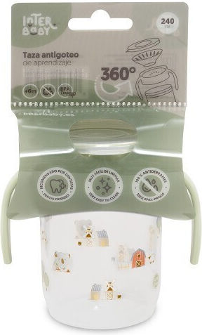 Interbaby Образователно Биберонче Пластмаса с Дръжки Зеленo за 6m+ 240ml