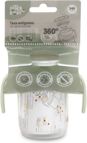 Interbaby Образователно Биберонче Пластмаса с Дръжки Зеленo за 6m+ 240ml