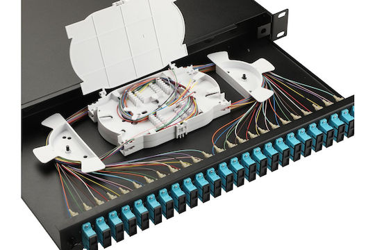 Equip Patch Panel Lwl 24 Anschlüsse Lc‑duplex Om3 1u Vollständig Schwarz