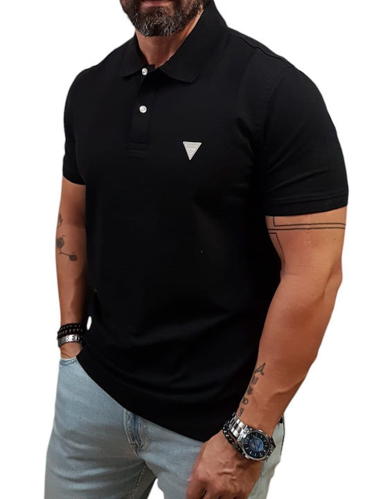 Guess Polo Short Sleeve Black T Shirt