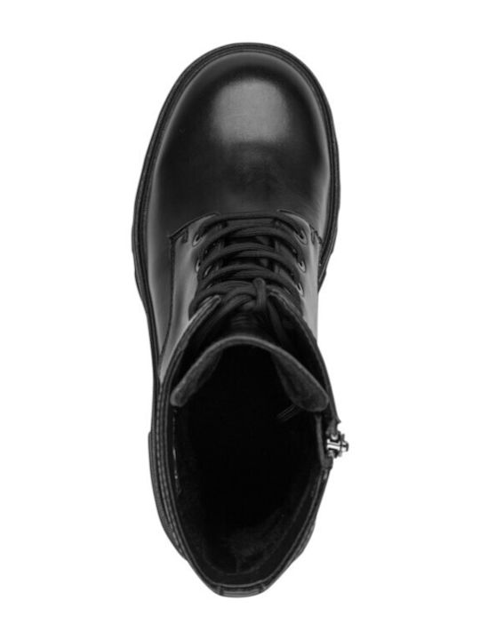 Leather Women's Combat Boots Black