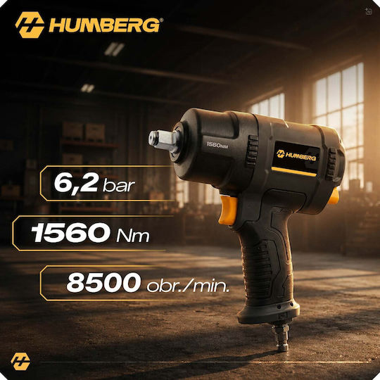 Humberg 526100 Luftschlagschrauber 1/2" mit Maximalem Drehmoment 159,07kgm