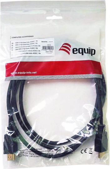 Equip HDMI 2.0 Καλώδιο HDMI male - HDMI male 0.5m Μαύρο