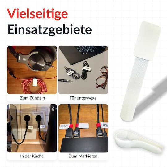 LTC Audio Velcro Kabelbinder in Weißer Farbe (10 Stück)