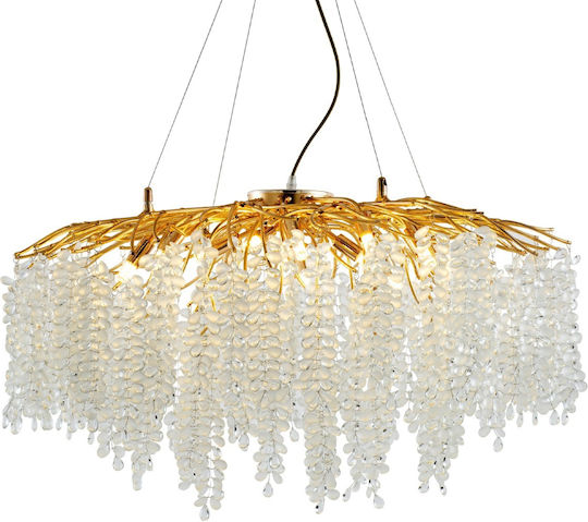 Artekko Hanging Ceiling Light Transparent with Crystals for G9 Socket 80x80cm
