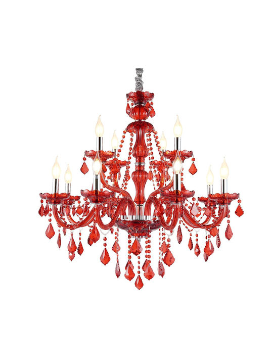 Artekko Chandelier Ø80cm with Red Crystals 023-3242