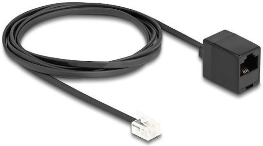 DeLock Плосък телефонен кабел RJ11 6P4C 2m Черен (88093)