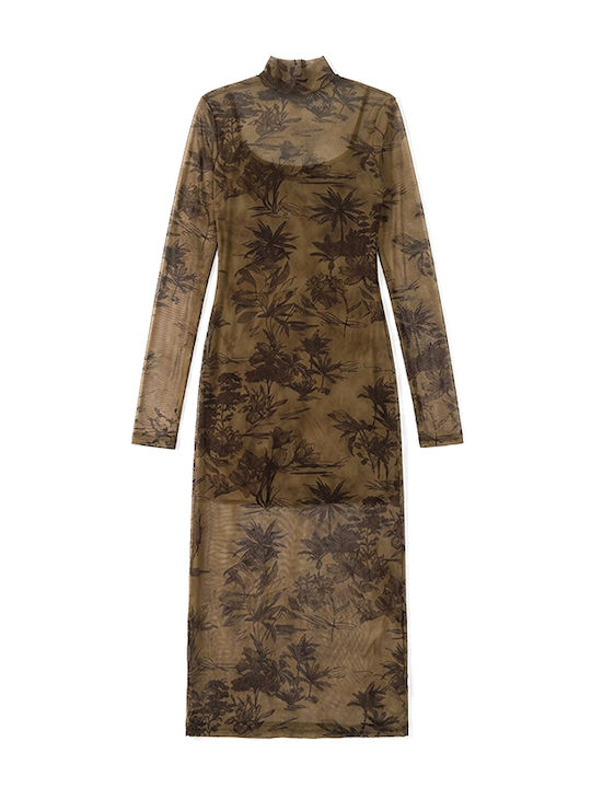Sommer Maxi Abendkleid mit Masche Braun