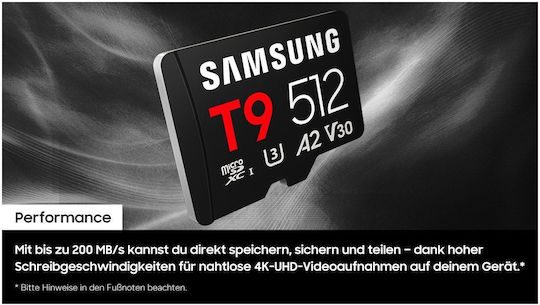 Samsung T9 128GB U3 V30 A2 UHS-I 200MB/s with USB Reader