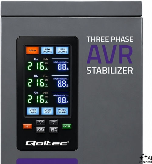 Three-phase Voltage Stabilizer Qoltec Avr Multiprotection 40 Kva Accuracy ± 3% Three-phase Servomotor Lcd Screen
