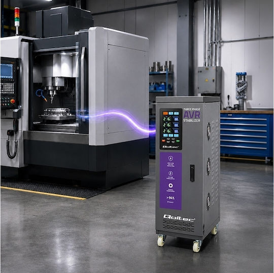 Three-phase Voltage Stabilizer Qoltec Avr Multiprotection 40 Kva Accuracy ± 3% Three-phase Servomotor Lcd Screen
