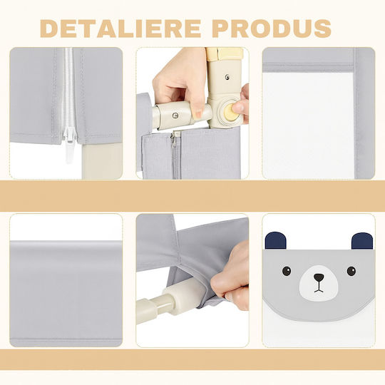 Happikid Xxl 180 Cm Bară de protecție pentru pat glisantă Ursuleț pentru bebeluși înălțime reglabilă 68-98 Cm