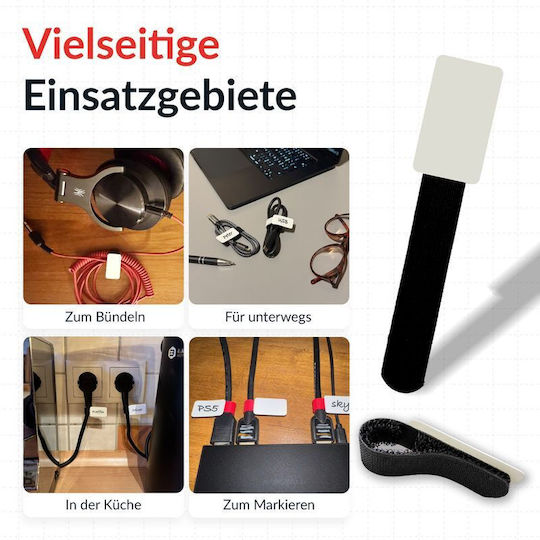 LTC Audio Velcro Kabelbinder in Schwarz Farbe (10 Stück)