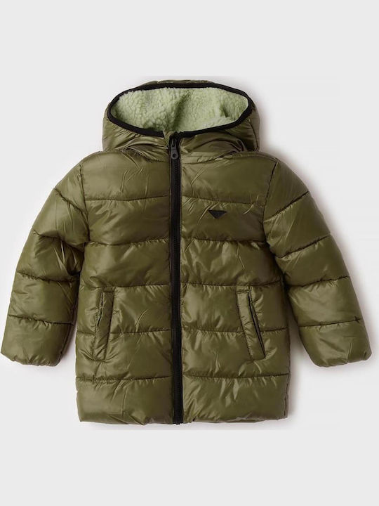Kids Quilted Short Jacket with Lining & Hood Green