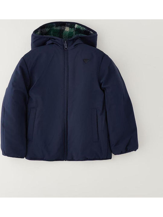 Kids Coat Short Double Sided with Hood Blue