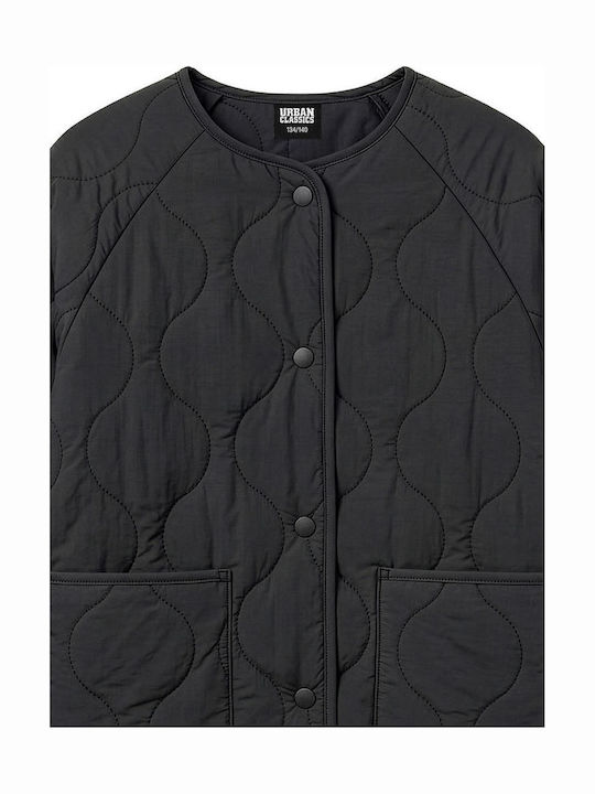 Kids Quilted Short Black Jacket