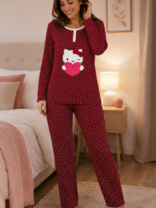Cool Cool Sommer Damen Schlafanzug Set Burgundisch